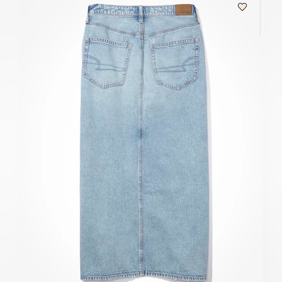 American Eagle Low Rise Denim Maxi Skirt Light Wash Y2K Slit AE Dreamy Drape | 0 - Picture 4 of 9